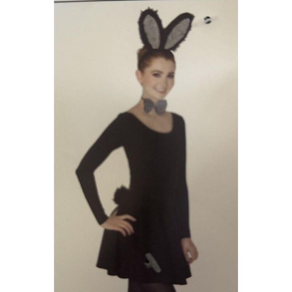 Bunny Costume Accessories Playboy Ears Tail Bow Tie Black Sparkle‎ Cosplay NEW!
